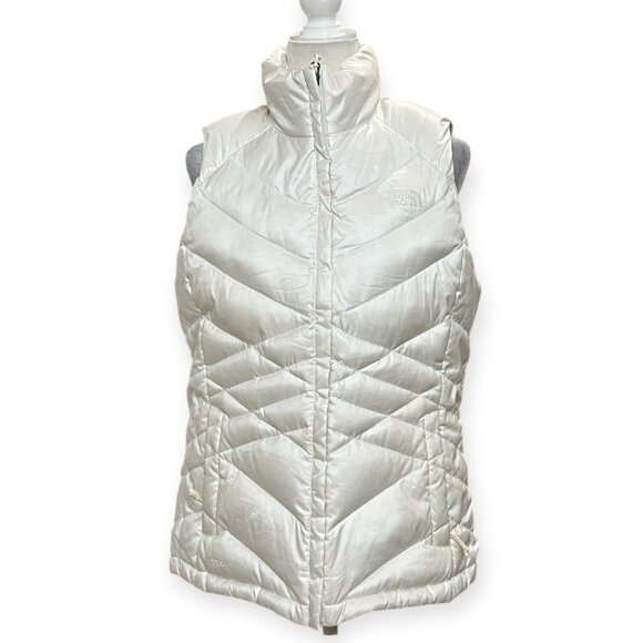 The North Face 550 Down Puffer Vest Womens Large White Goose Fill Winter Jacket - Picture 1 of 10